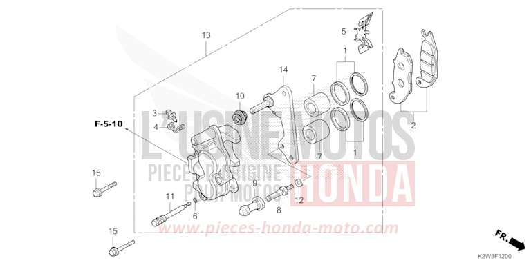 FRONT BRAKE CALIPER for Dax ST125 PEARL NEBULA RED (R376) from 2023